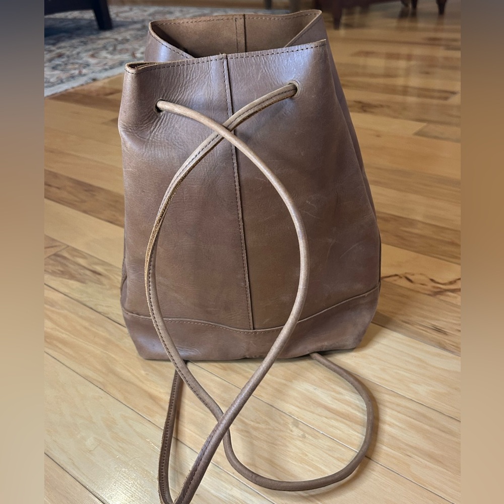 ABLE April Leather Bucket Backpack Women’s Bag in Cognac
